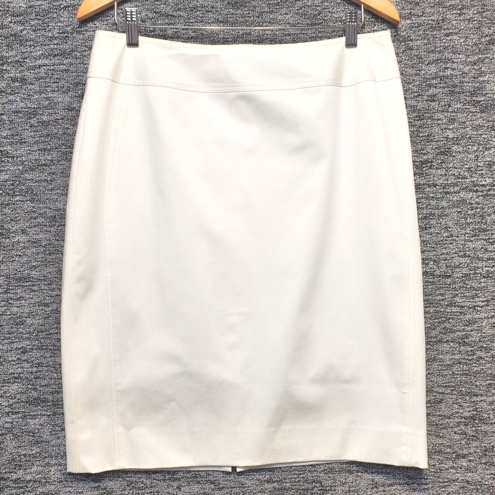Per Se by Carlisle Pencil Skirt Women 10 Ivory Cotton Stretch Career Office Chic